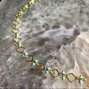 Turquoise 14K Gold Plated Geometric Boho Choker